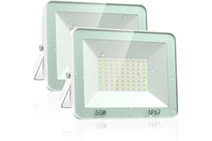 VRTOGTHE 50W Projecteur Exterieur LED - 2PACK 5000LM Spot LED Extérieur avec Étanche IP67, 7000K Blanc Froid Eclairage Exterieur pour Usine, Cour, Stade, Garage