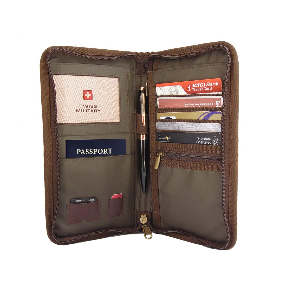 SWISS MILITARY Travel Organizer Wallet with Multiple Pockets for Passports, Passport & Card Organizer, 1680D Nylon, Durable, Stylish, Secure Cash, Cards, SIM & Coins, Travel Essentials, Unisex - Image 4