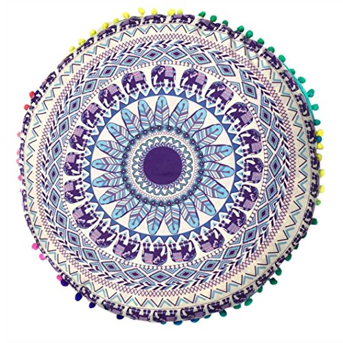 Federa, LandFox Cuscini Indiani Del Pavimento di Mandala Cuscini Cuscini Rotondi Della Boemia Cuscini Copertura Della Cassa Per i Sedili e le Sedie Della Stanza Poliestere Viola