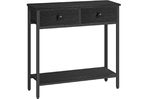 HOOBRO Konsolbord, smalt sidobord med 2 tyglådor, 75 cm hallbord, industriellt soffbord, för hall, vardagsrum, hall, svart EB