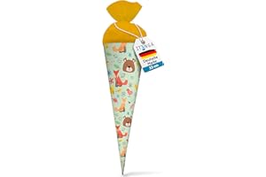 itenga Geschwisterschultüte 35cm Tiere Tiermuster Geschenkverpackung Schultüte Zuckertüte Filzverschluss Kinder Erwachsene (Waldtiere)