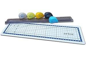 ‎ARTOZ Artoz Lineal Schneideset, 7-teilig - Schneidemaschine für Papier und Karten inklusive Schneidematte, Schneiden, Falzen, Perforieren - ideales Bastel Werkzeug