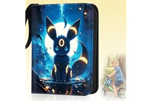 Cerkkapo Sammelalbum für Pokemon, KartenSammelalbum, Sammelalbum für Pokemonalbum,400 SammelkartenAlbum, 4 Taschen 50 Seiten Tragbar Wasserdicht PU Karten Halter Sammelkartenalben, SammelalbumKarten