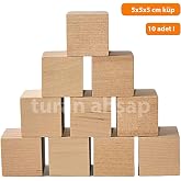 turanahşap(39) turanahşap Ahşap K&uuml;p Bloklar /5x5x5 Cm / 10 Adet Kahverengi