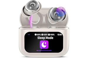 VEKJ Bluetooth Kopfhörer, Mini 48H Schlafkopfhörer Bluetooth 5.4 mit Touchscreen, 2025 Neue in Ear Kopfhörer Kabellos mit ENC Noise Cancelling, Immersiver Deep Bass Ohrhörer/5 EQ-Modus, Weiß