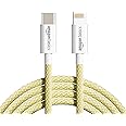 AmazonBasics Nylon Braided USB-C to Lightning Cable Cord, MFi Certified Charger for Apple iPhone 14, 13, 12,11, X, 8, iPad Air, Pro, Mini, iPad | Yellow, 1 meter