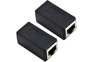 Oxsubor RJ45 Coupler Ethernet Connectors Interface Cat 7 Cat6 Cat5 Cat5e RJ45 8P8C Network Keystone Jack In-Line Coupler Ideal for Extending the Ethernet Cables Female to Female (Black 2PACK)