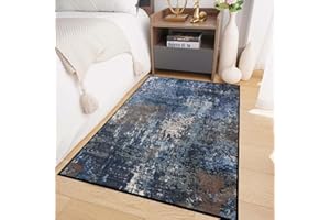 Decorator HOME Designer Teppich Fancy XII für Wohnzimmer – Waschbar & rutschfest 50x80 cm - Fußbodenheizung geeignet - Polyester Dunkelblau Vielseitig & Pflegeleicht