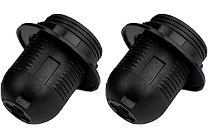 4MIU 2 Pcs E27 Lamp Holder Black Plastic Shell Light Socket Threaded Lamp Socket Replacement Medium Base Lamp Parts with Lamp Shade Ring for Table Lamp Floor Lamp Light Fixture VDE CE Edison