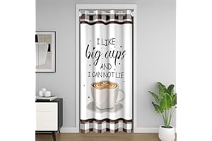 Manfei Kaffee Thema Privatsphäre Tür Vorhang 1 Panel, Kaffee Liebhaber Tür Vorhang für Schrank Schlafzimmer Küche Privatsphäre Dekor, H203 x B106 cm