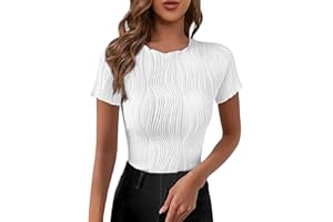 NNGOTD Women Summer Tops, Women's Solid Color Short Casual Slim Fit Top Tunic Sweaters Leggings Business Office Top Ladies Loose Shirt Blouse for Spring/Summer