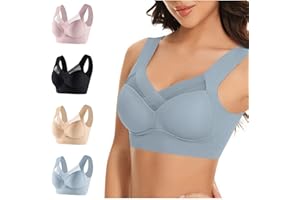 YESOK 1/2/3/4/5pc Soutien Gorge sans Armature Soutien Gorge de Sport Femme Couleur Unie Grandes Tailles sans Couture sans Fil en Push Up Brassiere Sport Femme Confortable pour Quotidien Sport Yoga