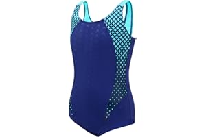 Naiyafly Athletic Girls' One Piece Swimsuit Little Girl's Beach Swimsuit Kids Racerback Athletic Swimwear Thick Strap Bathing Suit Children Quick Dry Swimming Outfits