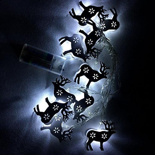 HANGQI LED Fairy Deer String Lights White Tree Lighting Mood Light Garden,Christmas,Party,BBQ,Wedding (White)