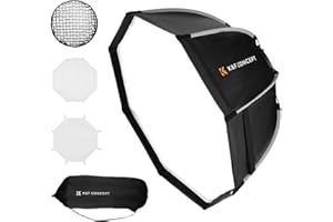 K&F CONCEPT Ośmiokątny softbox 21,6''/55 cm, szybkie uwalnianie Bowens Mount, siatkka miodu, dyfuzory światła, torba do przenoszenia, do studia fotograficznego, Speedlite