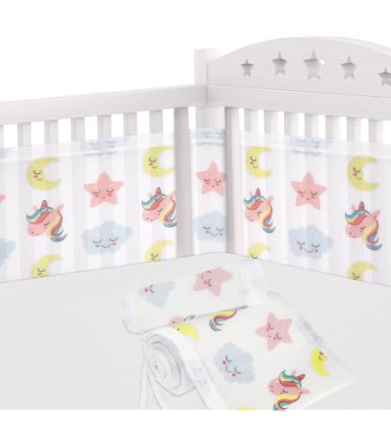 Tour De Lit Bébé 4 Côtés Respirant En Maille 3D - Protection Anti-Choc Pour Berceau - Bleu - 7