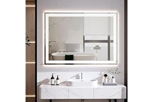 ‎CLEVICH Clevich Badspiegel mit Beleuchtung 80×60 cm, LED Spiegel mit 3 Lichtfarben Dimmbar, Gehärtetes Glas Explosionsschutz, Touch-Schalter, Memory-Funktion, Beschlagfrei, Badezimmerspiege mit Licht