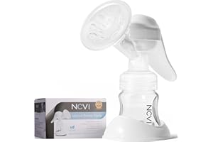 NCVI Manual Breast Pump with Milk Bottle, Portable Breastfeeding Pumps 5oz, BPA-Free Soft Food Grade Silicone Powerful Suction