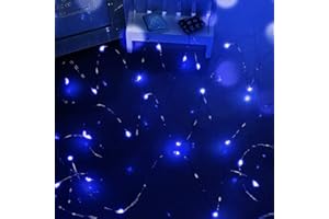 Dalugo Guirlande Lumineuse à Piles, 50 LED 5M/16FT Micro Fil d'Argent LED Firefly Light Décoration DIY pour Mur de Pots de Tente de Chambre (Bleu)