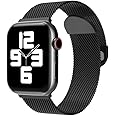 Sounce Metal Stainless Steel Bands Compatible with Apple Watch Strap, Loop Magnetic Milanese Mesh Strap for iWatch Series 8 7 6 5 4 3 2 SE [Watch NOT Included] (42MM 44MM 45MM / 49MM Ultra, Black)