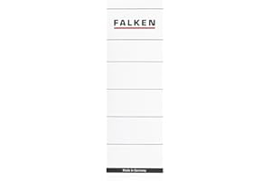 ‎FALKEN Original Falken 10er Pack Ordner-Rückenschild. Made in Germany. Etiketten 60 x 190 mm selbstklebend für 8 cm breite Ordner weiß