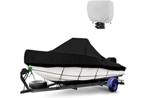 HAPIHOM Bâche de bateau avec élastique, 610-670 cm, housse de bateau avec housse moteur, 600D Oxford Marine Grade, étanche, PU résistant, pour une longue largeur de jet jusqu'à 250 cm