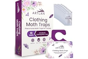Artlan Moth Traps | 10 Premium Pheromone Clothes Moth Trap | Natural Repellent for Wardrobe Pest | Closet & Carpet Pest Protection