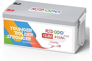Redodo LiFePO4 400Ah 4X Capacity with 250A BMS LiFePO4 Battery 12V MAX. 3.2kW Output Power 5.12kWh Energy MAX. Energy 81.92kWh 4000+ Cycles for Solar Home System E Energy Storage