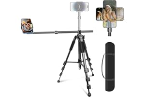Elitehood Overhead Treppiede Smartphone [ Resistente e Ultra Stabile ], Treppiede per iPhone da 180 cm con Supporto per Telefono con Rotazione di 360° per Riprese Video e Borsa per Il Trasporto