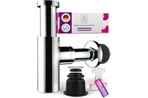 M. ROSENFELD HOME Sifone Design, Ottone Chrome Scarico Lavabo da Bagno con tubo di scarico flessibile (ChromeDesign, Acciaio inossidabile + Ottone)