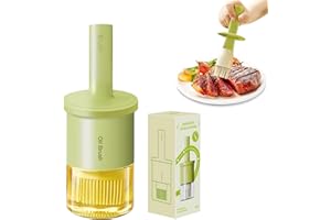 YARRAMATE Oil Dispenser Bottle with Heat-Resistant Brush, 10oz/300 ML Glass Container for Kitchen, Silicone Basting & Pastry Tool for Cooking, BBQ, Vinegar, Sauce, Grill, Frying (Green)