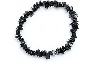 Wild Therapies Black Tourmaline Crystal Chip Bracelet - Reiki Charged - With Gift Pouch