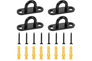 KALIONE 4 piastre oculari in acciaio inox, gancio da parete a U con viti (nero)