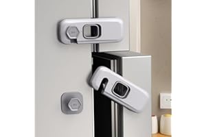 ERTZINLA 2 Pack Child Proof Refrigerator Lock, Fridge Locks for Kids with Sticky Adhesive Pads, Child Safety Locks for Doors, RV Refrigerator, Oven Lock Child Safety Baby Cabinet Locks (Grey)