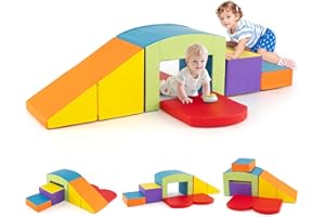 GOPLUS 7 PCS Parcours de Motricité Bébé, Module Motricité en Mousse PU avec Remplissage en EPE, Jouets Montessorris Éducatifs pour Enfants 12 Mois+ (Multicolore)