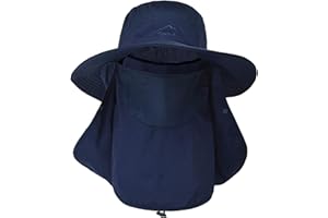 ehsbuy Fischerhut Herren Breiter Krempe Mesh Tropenhut Safari Hut Faltbar Sonnenhut mit Gesichtsbedeckung Nackenklappe