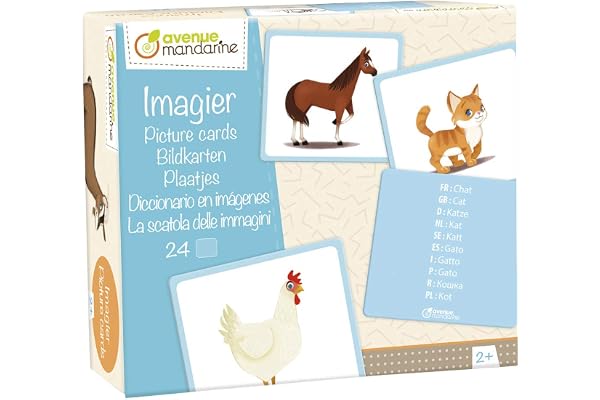 MY MANDARINE JE513C - un jeu éducatif de 24 cartes multilingues (10 langues) - À partir de 2 ans - IMAGIER Animaux familiers