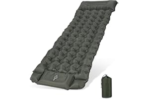 Zhufas Materassino autogonfiabile, 13 cm, materassino gonfiabile, con pompa a piedi, impermeabile, da campeggio, per escursioni, attività all'aperto, tenda, spiaggia