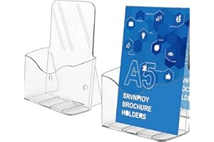 Wmzjnljy 2pcs A5 Clear Leaflet Holder Acrylic Leaflet Holder Brochure Dispenser Freestanding Booklet Flyer Stand Booklet Flyer for Counter Office Restaurant Reception(Z31-2)
