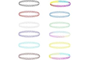 CLYHON 12Pcs Choker Necklaces, Elastic Stretchable Neon Chokers Gothic Necklace Tattoo Choker Chain Choker Necklace for Girls Boho Colorful Jewelry for Women Girls