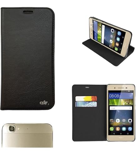 Fondina Huawei P8 Lite 2017 / P9 Lite 2017: Custodia A Portafoglio In Pelle PU Con Slot E Supporto, Nero