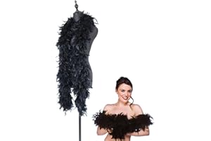 FNZBSY Black Feather Boa, Feather Boa, Women Feather Fancy Dress Accessories Party Props, for Crafts Fluffy Feather Bower Carnival, Dancing Wedding Party