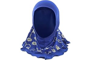 TINAYAUE Mädchen Muslimisches Kopftuch Atmungsaktives Netz Stirnband Arabisch Kleines Mädchen Wickelmütze mit Blumen Weich Schleier Schal Kopfschmuck Islamischer Kopfbedeckung für 2-7 Jahre