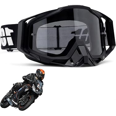 Masque-lunettes De Moto RiToEasysports – Détachable, Crâne Design, Sangle Réglable, Lentilles PC, Respirant