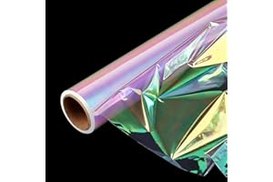 POPGIFTU Emballage Papier Cadeau Irisé Transparent En Cellophane Papier | Déplié 86 cm de large x 15 m de long | Iridescent Rouleau de cellophane Papie Pour Mariage Emballage Floral Bouquet