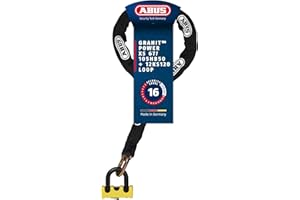 ABUS Combinaison cadenas-chaîne - Granit Power XS 67/105HB50 + 12KS120 black loop - Antivol pour moto avec niveau de sécurité 16 - Jaune