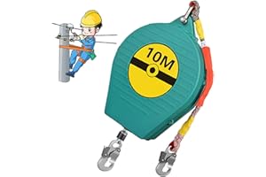 BOVDC Dispositivo Anticaídas Retráctil 3-20m, Línea de Vida Autoretractil Homologada, Verde/Amarillo Anticaidas Retractil Seguridad para Trabajos Aéreos, Carga Máxima:150kg(Verde, 10m)