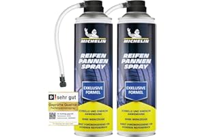MICHELIN Środek do uszczelniania opon 2 x 500 ml | spray do samochodu, błyskawicznie szybki bez użycia narzędzi, naprawa otworów w oponach, 500 ml, do samochodów osobowych, małych Suv i przyczep