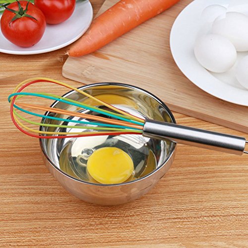 VECELO Silikon und Edelstahl Schneebesen Rührbesen Set 3-teilig，Ei und Milchaufschäumer Geschirr für mischen,Schlagen,Rühren - 3