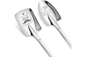 Funnli Papa Geschenk Geburtstag, 2 Stücke Eislöffel mit Gravur - Bester Papa Der Welt - Vatertag Geschenke für Papa, Weihnachtsgeschenke Geburtstagsgeschenk für Papa von Kindern